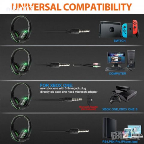 Универсални геймърски слушалки за лаптоп,телефон,компютър,плейстейшън и др, снимка 5 - Други - 33330319
