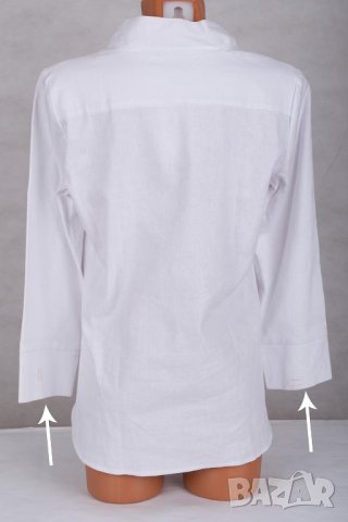 Ленена дамска блуза в бяло Enny - M, снимка 3 - Блузи с дълъг ръкав и пуловери - 43114934