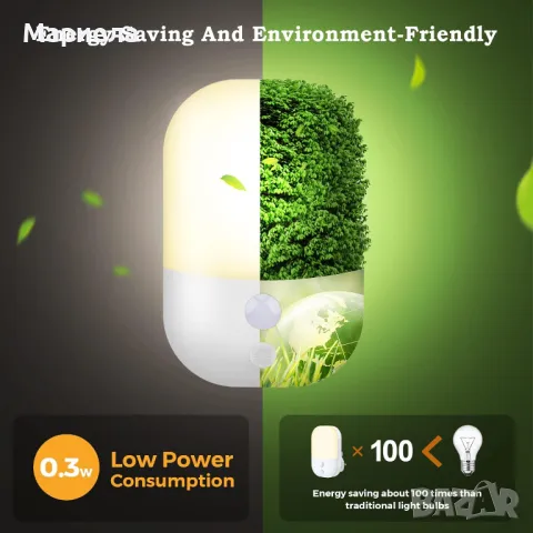 Малка Нощна Лампа с Датчик 3000K  / 5 Нива на яркост, снимка 8 - Други - 49451010