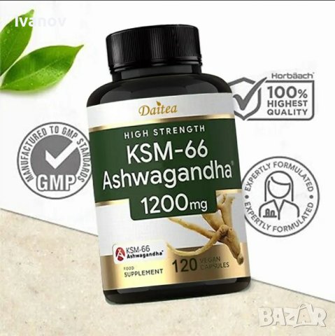 Ашваганда 120 бр Ashwagandha KSM-66 120 бр, снимка 1 - Хранителни добавки - 43114417