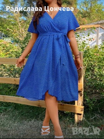 Рокля в кралско синьо, снимка 3 - Рокли - 52969050