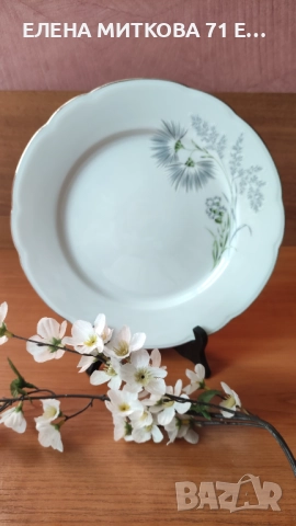 *Limoges France*сервиз за хранене от блестящ бял порцелан платинен кант, снимка 4 - Сервизи - 52136600