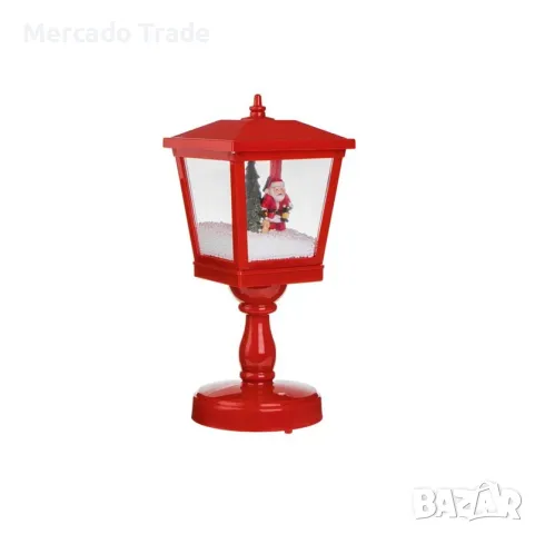 Коледен музикален фенер, снежна топка Дядо Коледа, Бяла LED светлина