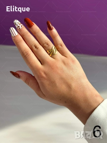 Хубав дамски златист пръстен тип змия от медицинска стомана, снимка 6 - Пръстени - 52871196