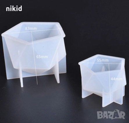 Кристал Геометрична многоъгълна форма силиконов молд форма фондан шоколад гипс смола свещ , снимка 2 - Форми - 32942469