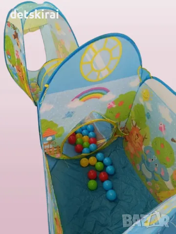 Къщичка и палатка с тунел + 100бр топки, снимка 3 - Други - 50077374