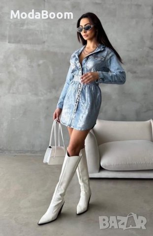 💥🆕Еластична и мека деним дамска рокля🆕💥, снимка 2 - Рокли - 43512831