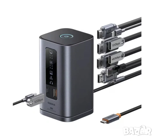 Hub USB докинг станция Baseus Spacemate Series 11-в-1, USB-C към 2x HDMI 4K@60Hz, 2x DP 4K@60Hz, 2x , снимка 2 - Други - 53408239