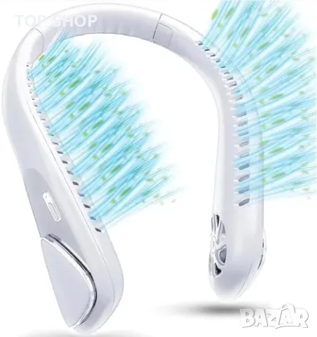 Нов Преносим безшумен вентилатор за врат, USB-C, 6000mAh, 3 скорости