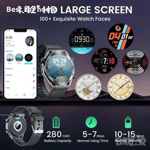 Луксозен мъжки смарт часовник NIIZZERO с метален корпус , снимка 7 - Смарт гривни - 48711064