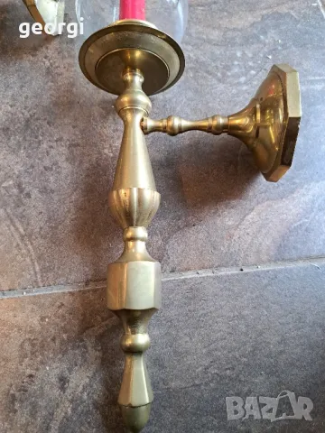 два масивни бронзови свещника за стена 7/2, снимка 3 - Декорация за дома - 49778938