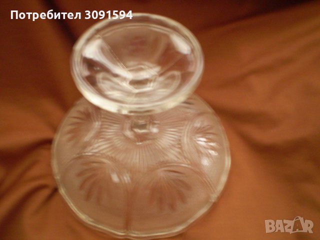 19 век стъклена фруктиера бонбониера прозрачно стъкло, снимка 5 - Антикварни и старинни предмети - 39409813