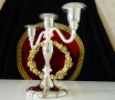 Посребрен троен свещник,викториански свещник тройка. , снимка 3