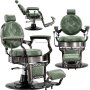 Хидравличен фризьорски стол за фризьорски салон Francisco Barberking EP-15-GREEN-GUNGREY, снимка 1