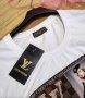 Памучна блузка с камъни и щампа Vouis Vuitton, снимка 3
