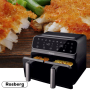 Фритюрник AirFryer Rosberg Premium RP51980N, 1700W, 2съда x 4л., Горещ въздух, Таймер, до 200°C, Чер, снимка 6