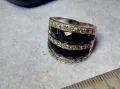 СТАР ШИКОЗЕН СТИЛЕН СРЕБЪРЕН ПРЪСТЕН СРЕБРО 925 с ФАСЕТИРАН ОБСИДИАН и ИСКРЯЩИ ЦИРКОНИ 49309, снимка 13