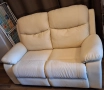 Кожен двуместен диван с лежанка. Реклайнер Дрим, двойка /с ръчен механизм/ бежов. , снимка 4
