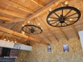 Полилеи, осветление,лампи от автентични колела от каруца с ръчно изработени дървени чашки , снимка 7