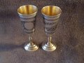 Сребърни сребро с позлата и ниело чифт руски кавказки чашки чаша, снимка 6