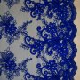 Плат дантела Armani с камъни и перлички цвят турско синьо синьо, снимка 4