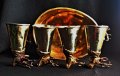 Античен сет чаши с еленска глава и купа от Бронз-Месинг за Хижари или Ловци, снимка 3