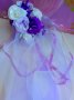 Наличен сватбен букет в лилаво и бяло ръчна изработка