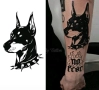 Доберман куче черна временна татуировка татос татус Tattoo, снимка 1