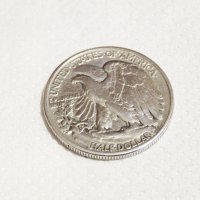 Рядък голям сребърен американски долар, халф долар, HALF  DOLLAR 1943г. Philadelphia сребърен долар , снимка 3 - Нумизматика и бонистика - 35657782