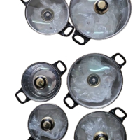 Комплект от 12 части съдове за готвене от неръждаема стомана със стъклени капаци, снимка 4 - Съдове за готвене - 44895248