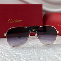 Cartier 2022 мъжки слънчеви очила с кожа, снимка 7 - Слънчеви и диоптрични очила - 38195936