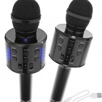 Караоке микрофон с черен високоговорител, снимка 1 - Микрофони - 36798715