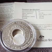 1 сребърен долар 2003 Австралия Holey Dollar and Dump oz, снимка 4 - Нумизматика и бонистика - 40701243