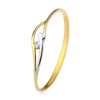 9К 9 Каратов златен пръстен бяло и жълто злато и цирконий, снимка 1 - Пръстени - 43250012