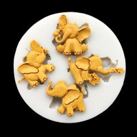 4 малки Слончета Слонче слон силиконов молд форма декорация торта фондан, снимка 3 - Форми - 30183762
