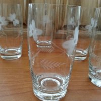 Ретро водни стъклени чаши гравирани, снимка 4 - Антикварни и старинни предмети - 33550917