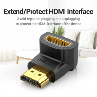 Преходник Адаптер HDMI Мъжко - HDMI Женско Ъглов на 90° Vention AIOB0 HDMI - HDMI M/F, снимка 3 - Кабели и адаптери - 36443212