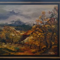 Маслена картина с планински пейзаж, снимка 7 - Декорация за дома - 38866095