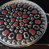 Кристален поднос за торта с дръжки, снимка 1 - Чинии - 44873021