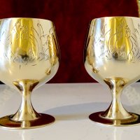 Английски чаши,никелово сребро,барок,маркирани. , снимка 1 - Антикварни и старинни предмети - 43849770