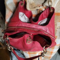 MICHAEL Michael Kors

 естествена кожа червена чанта,ТРИ прегради , снимка 6 - Чанти - 43118730