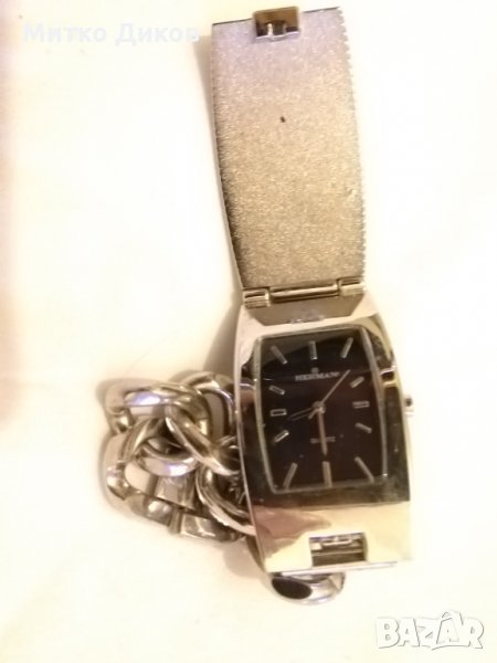 Херман немски часовник с капак  кварц верижка стоманен корпус прахоуст., снимка 1