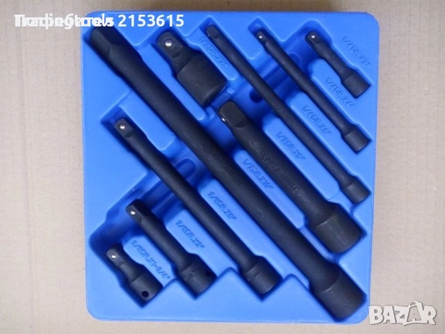 GENIUS TOOLS 9 броя 1/4 3/8 1/2 качествени гаражни черни удължения, снимка 1