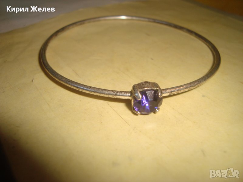 СТАРА ПОСРЕБРЕНА РЕТРО СТИЛ СКЪПОЦЕННА АР НУВО НЕЖНА ГРИВНА с ЮВЕЛИРНО ФАСЕТИРАН АМЕТИСТ 27915, снимка 1