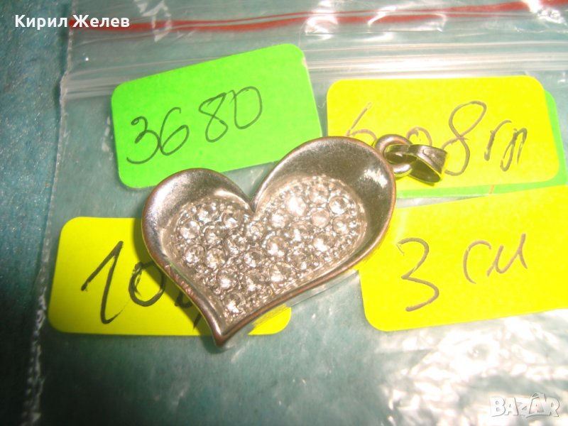 ПОСРЕБРЕНО СТАРО АРТ ДЕКО СТИЛ СЪРЧИЦЕ МЕДАЛЬОН с ЦИРКОНИ 3680, снимка 1