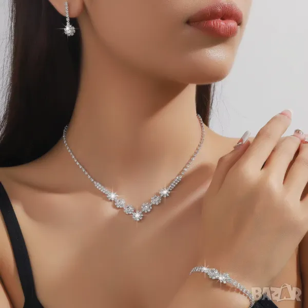 Сватбен комплект, колие гривна и обеци комплект, бал, снимка 1