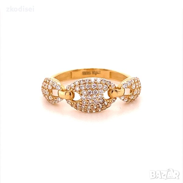Златен дамски пръстен 2,18гр. размер:55 14кр. проба:585 модел:16569-3, снимка 1