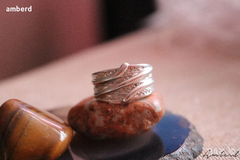 Елегантен сребърен пръстен модел R042, снимка 1