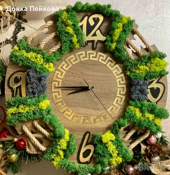Ръчноизработен стенен часовник със скандинавски мъх, снимка 1