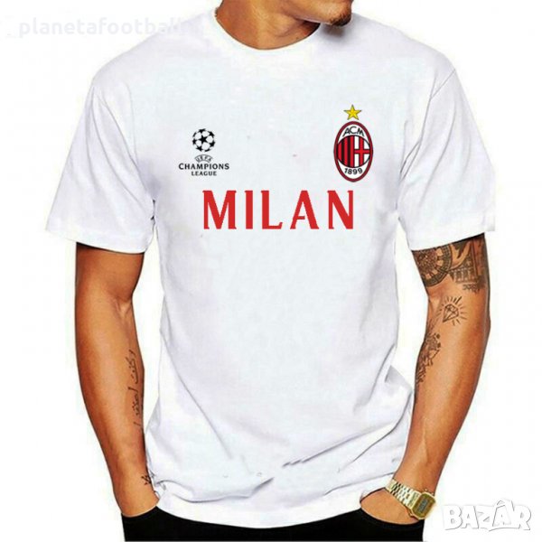 Фен тениска на AC MILAN Шампионска Лига!Футболна тениска на Милан с име и номер!Champions League!, снимка 1